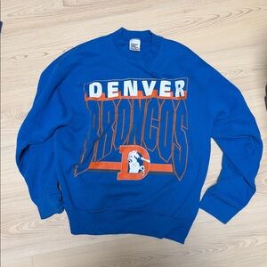 Vintage Denver Broncos Blue Graphic Crewneck Sweatshirt